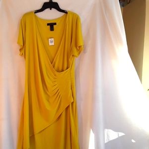 Ashley Stewart yellow faux wrap dress nwt sz 22 / 24